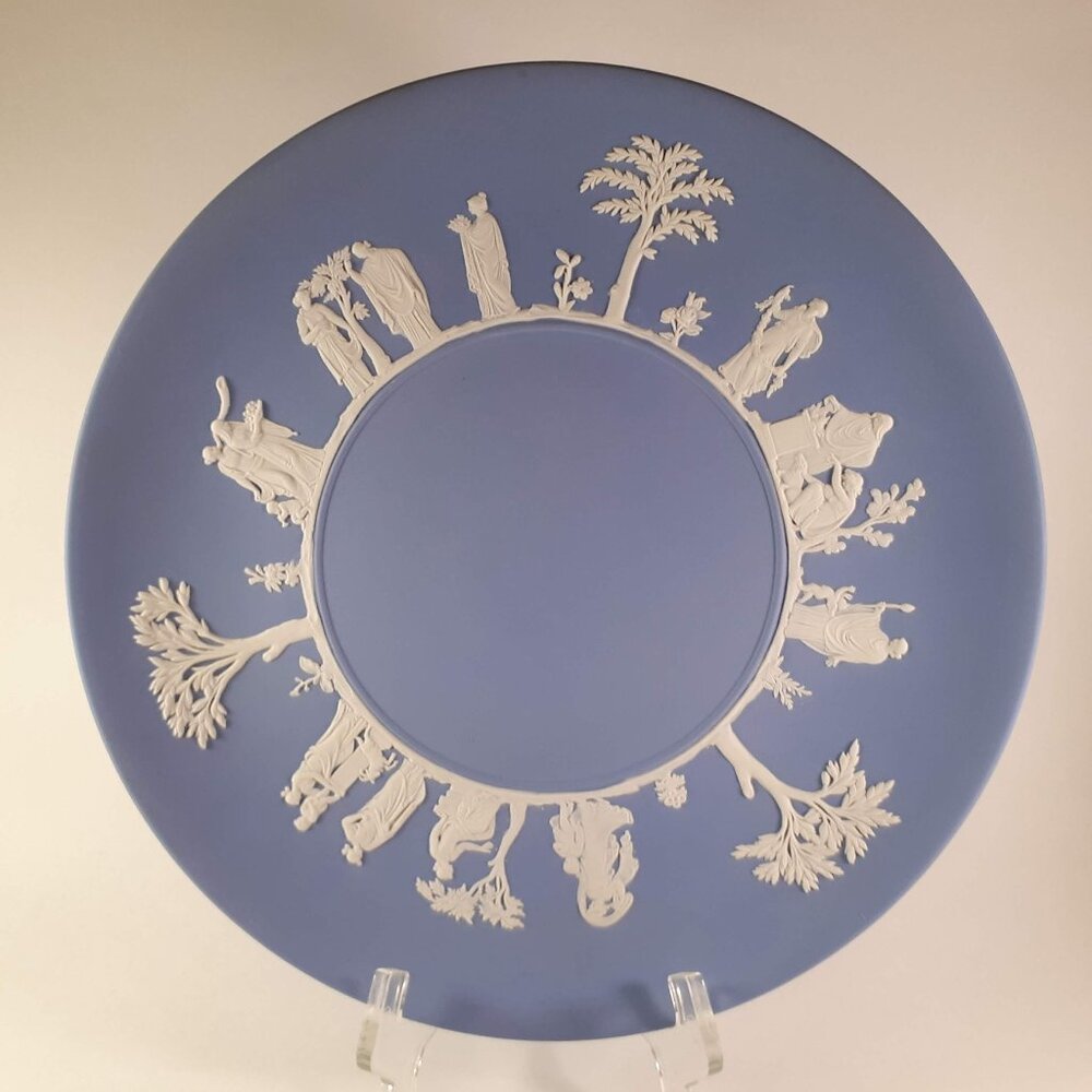 Vintage Wedgwood Jasperware Blue 9 " Inches Sacrifice Plate
